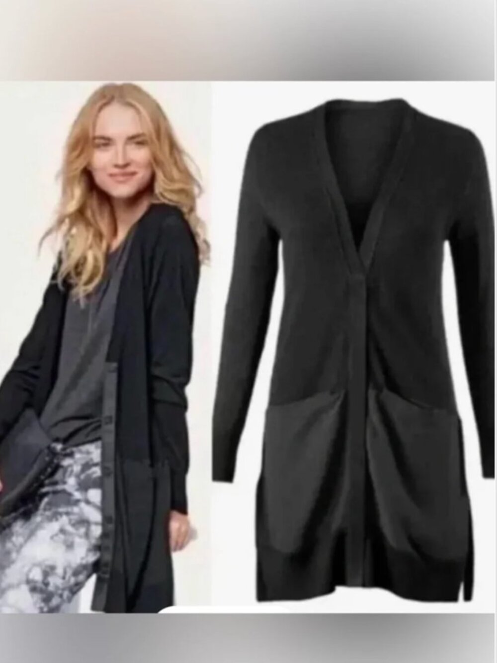 CAbi Sorrento Long Black Cardigan Sweater